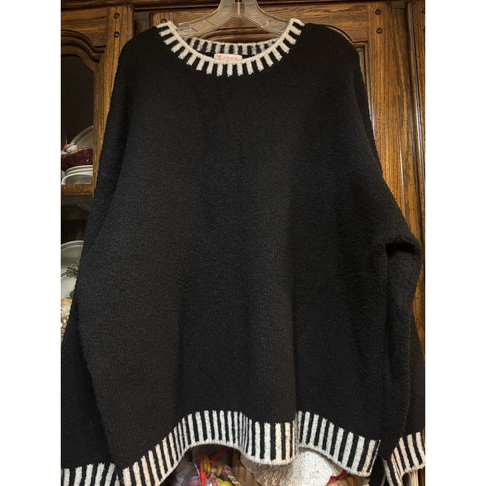 Kirundo Women's‎ Generous XL Black White Sweater Warm Soft Cozy Office  Preppy